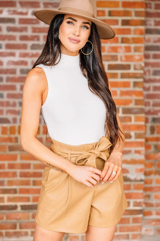 The Way You Are Cream White Bodysuit Fashionable Bodysuit with Button Detail